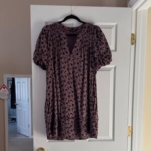 Madewell Mauve Floral Puff Sleeve Mini Dress